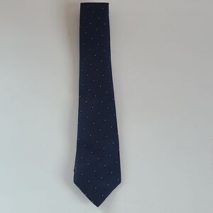 Vintage 1970s Sears Navy Blue & Ted Square Dotted Woven Narrow Neck Tie 3 x 55